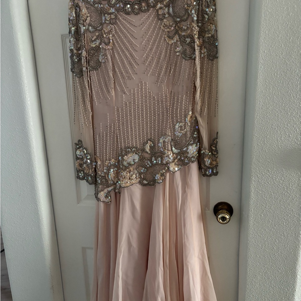 Oleg Cassini Pink and Silver Embellished Dress
